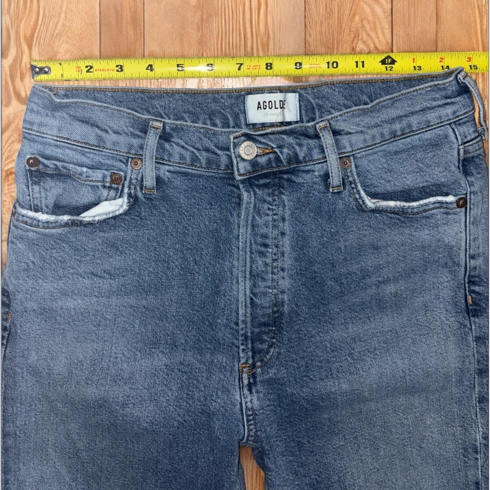 Agolde Nico High-Rise Slim Fit Jeans With Button Fly And Raw Hem Women’s Size 29 - Picture 6 of 13